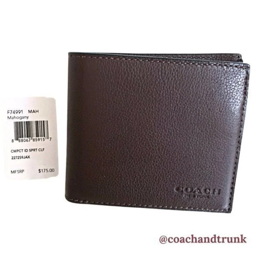 COACH Leather 3 in 1 Wallet Compact Mahogany NWT